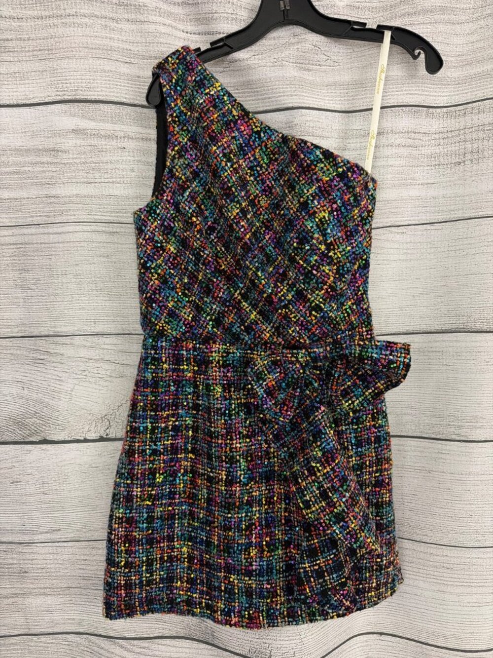 NWT Shoshanna Zoie One-Shoulder Sequin Tweed Mini Dress Size 6